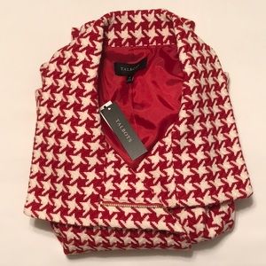 NWT Talbots Red/White Houndstooth Moto Jacket